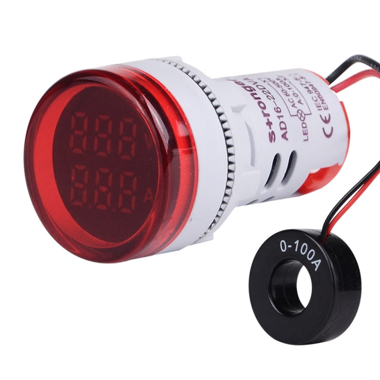 SINOTIMER ST16VA Round 22mm LED Digital Display AC Voltage Current Indicator AC 60-500V 0-100A Reluova