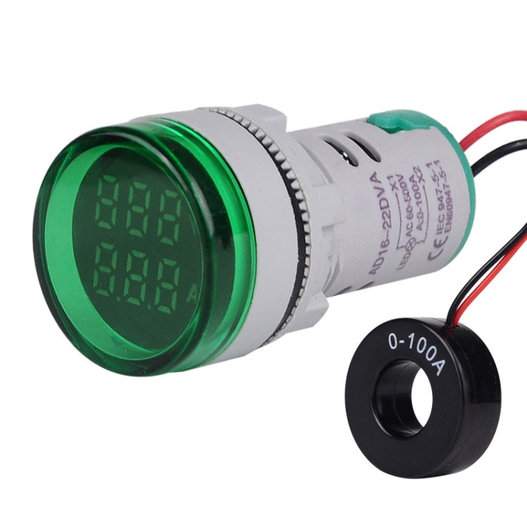 SINOTIMER ST16VA Round 22mm LED Digital Display AC Voltage Current Indicator AC 60-500V 0-100A Reluova