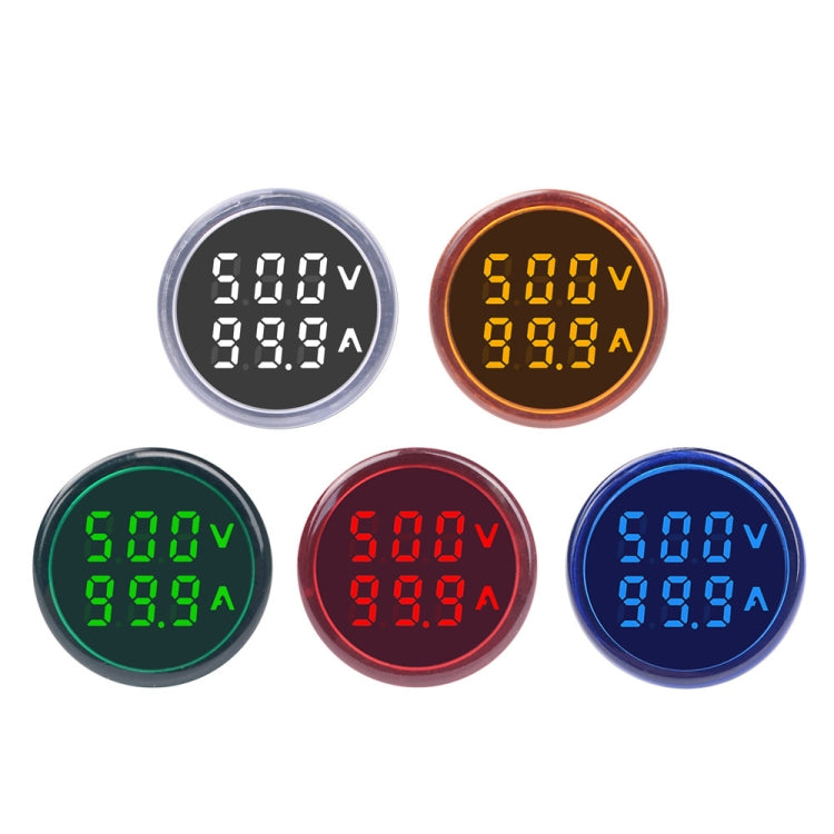 SINOTIMER ST16VA Round 22mm LED Digital Display AC Voltage Current Indicator AC 60-500V 0-100A Reluova