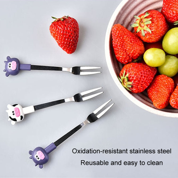 7 In 1 Household Cartoon Stainless Steel Fruit Fork Restaurant Cake Snack Cookie Forks(RB709 Pig Pink)-Reluova