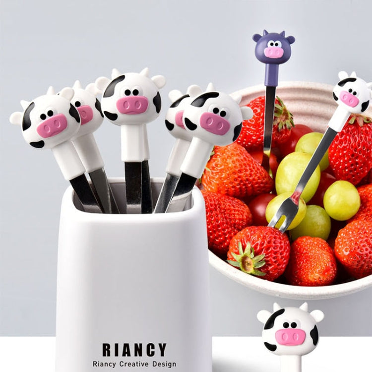 7 In 1 Household Cartoon Stainless Steel Fruit Fork Restaurant Cake Snack Cookie Forks(RB709 Pig Pink)-Reluova