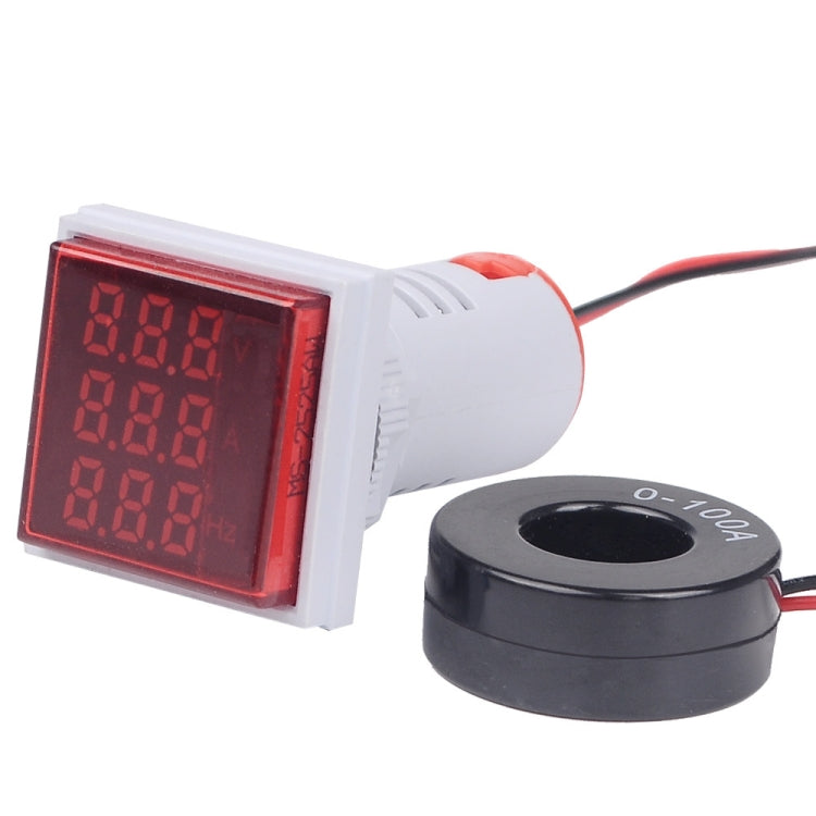 SINOTIMER ST17VAH 3 In 1 Square LED Digital Display AC Voltage Current Frequency Indicator 60-500V 0-100A 20-75Hz Reluova