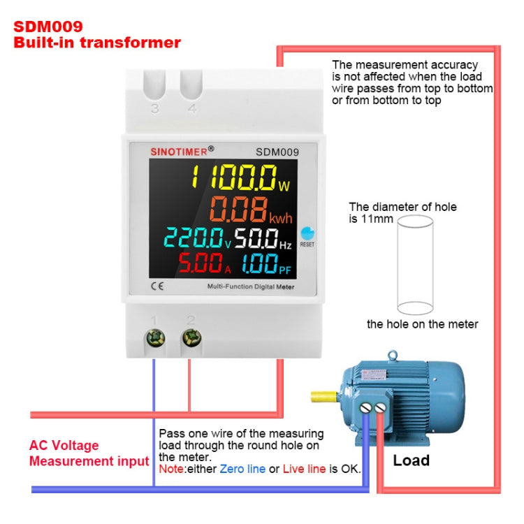 SINOTIMER SDM009 Din Rail Single-Phase Voltage Current Frequency Power Factor Electricity Multifunctional Meter Reluova