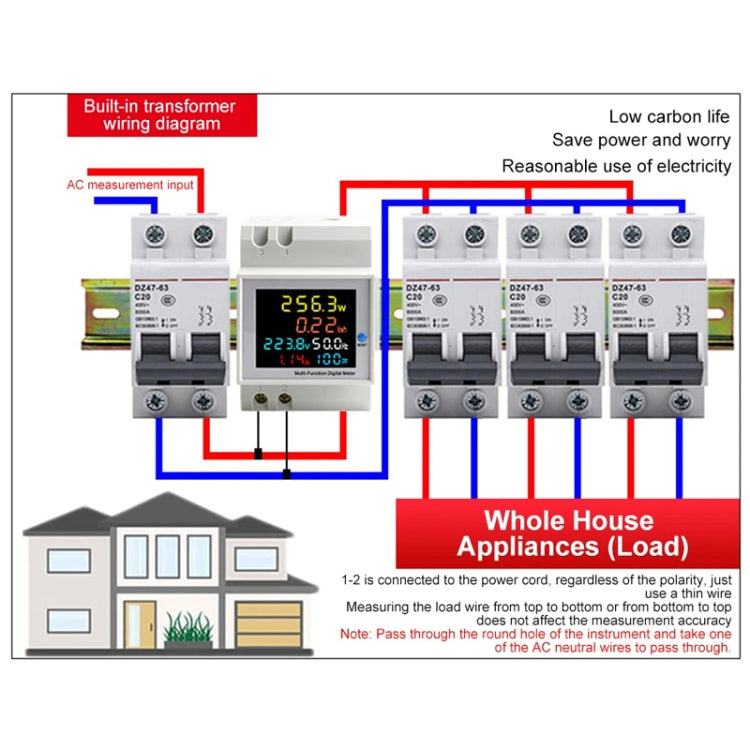 SINOTIMER SDM009 Din Rail Single-Phase Voltage Current Frequency Power Factor Electricity Multifunctional Meter Reluova