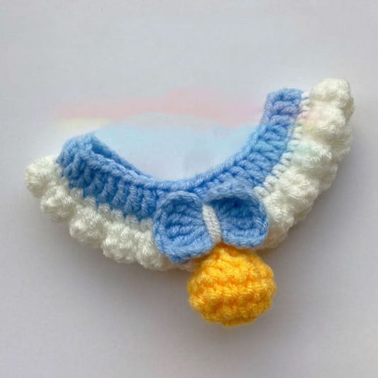 20cm For Within 2kg Handmade Crochet Cat Collar Cute Lightweight Soft Small Pet Collar For Photo(Light Blue)-Reluova