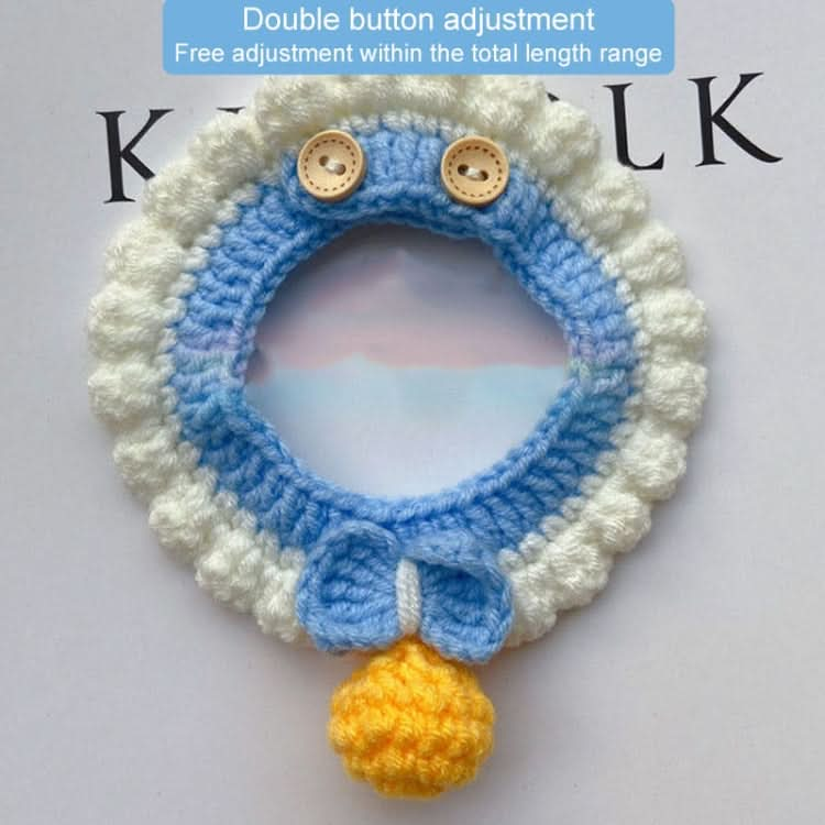 30cm For 3-5kg Handmade Crochet Cat Collar Cute Lightweight Soft Small Pet Collar For Photo(Light Blue)-Reluova