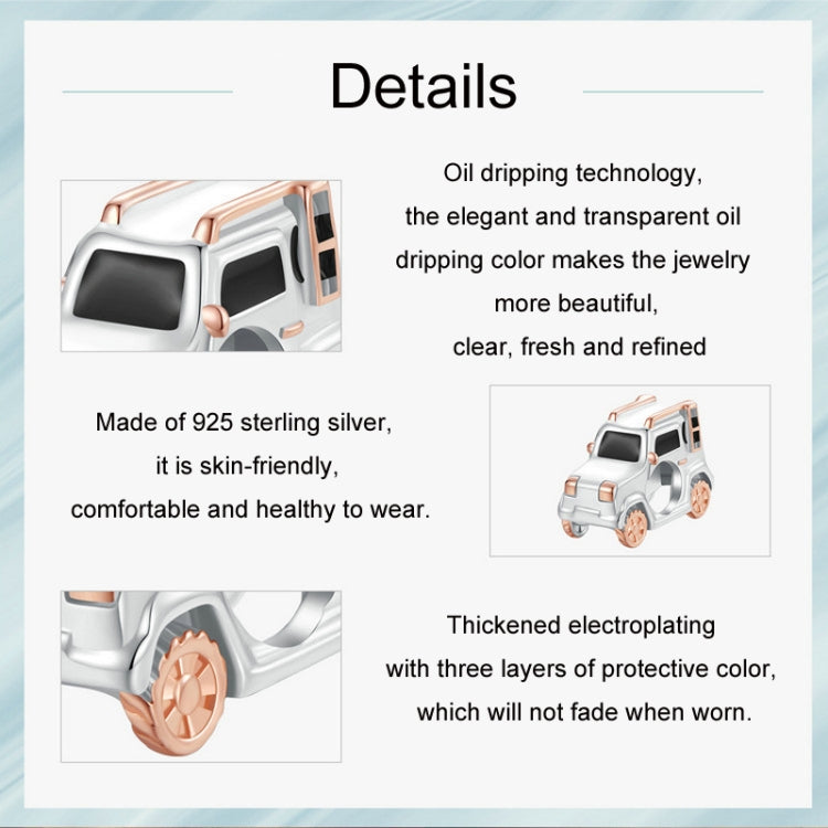 S925 Sterling Silver Rose Gold Off-road Vehicle DIY Beads