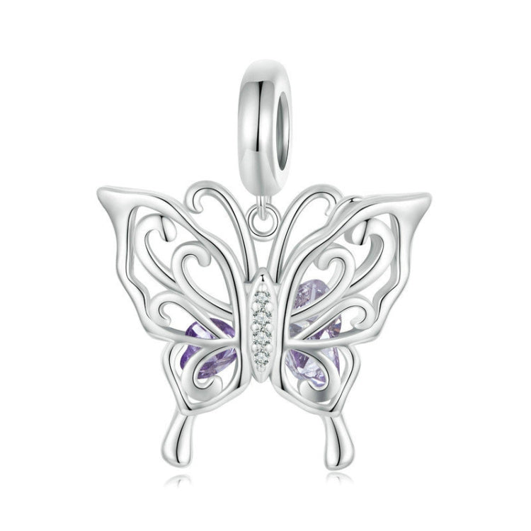 S925 Sterling Silver Platinum Plated Hollow Butterfly Pattern DIY Beads My Store