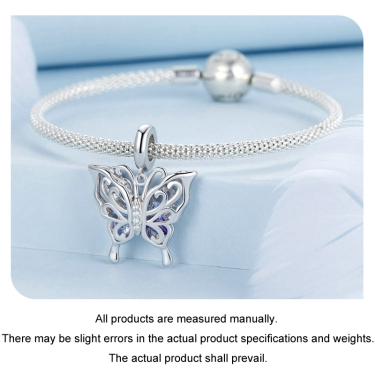 S925 Sterling Silver Platinum Plated Hollow Butterfly Pattern DIY Beads My Store