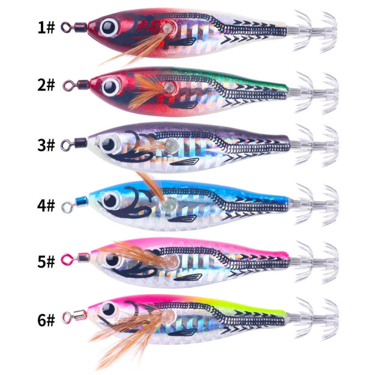 6colors /Set HENGJIA Luminous Horizontal Round Belly Shrimp Octopus Bait Wooden Shrimp Fake Bait