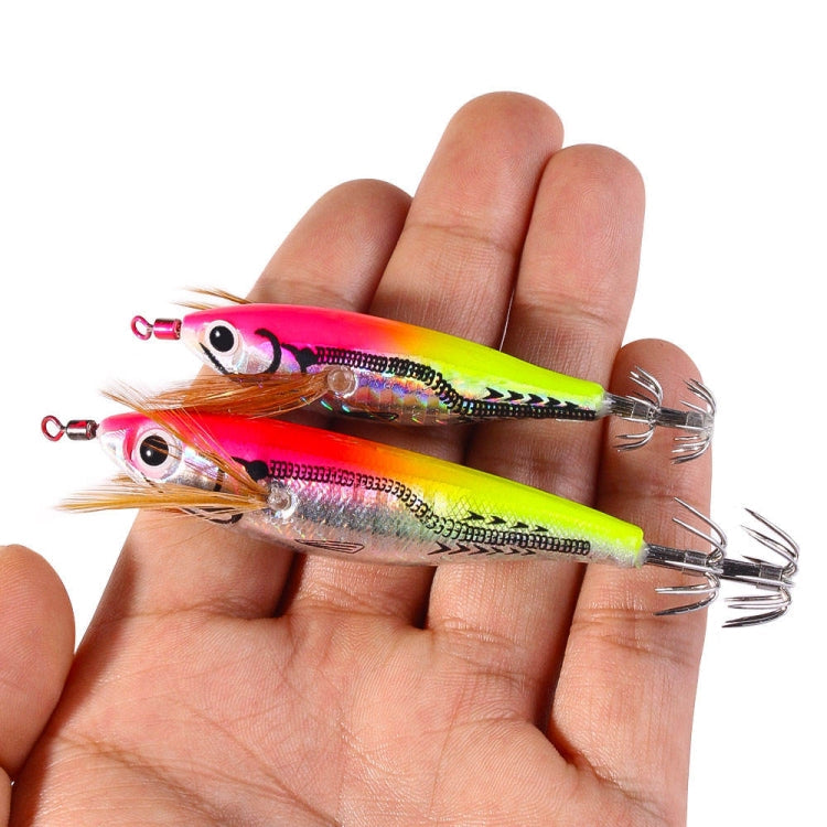 6colors /Set HENGJIA Luminous Horizontal Round Belly Shrimp Octopus Bait Wooden Shrimp Fake Bait