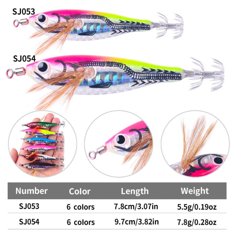 6colors /Set HENGJIA Luminous Horizontal Round Belly Shrimp Octopus Bait Wooden Shrimp Fake Bait