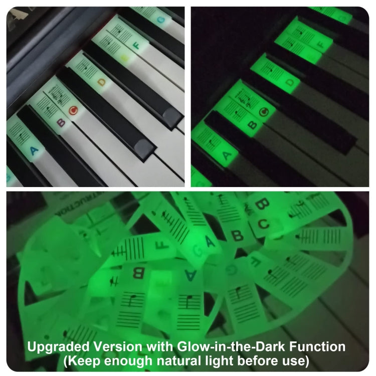 Luminous Silicone Piano Notes Guide Removable Piano Keyboard Reluova