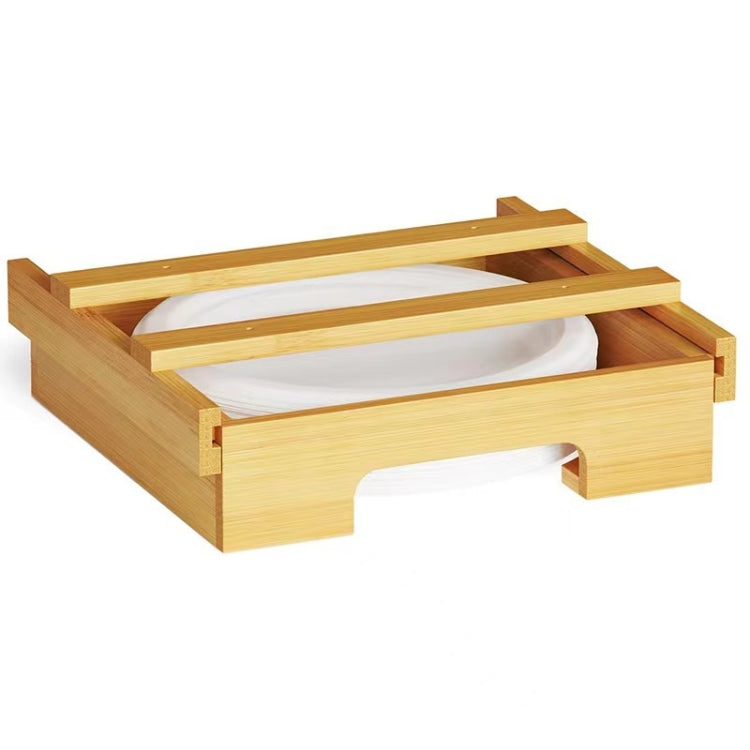 9-inch Paper Plate Dispenser Under Cabinet Bamboo Plates Holder Kitchen Storage Rack 24 x 26.5 x 6.5(Wood Color)-Reluova