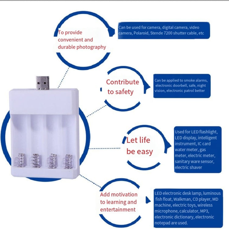 Fast USB 4 Slot Battery Charger AA/AAA Rechargeable Battery Universal Four Slot Charging Box Reluova