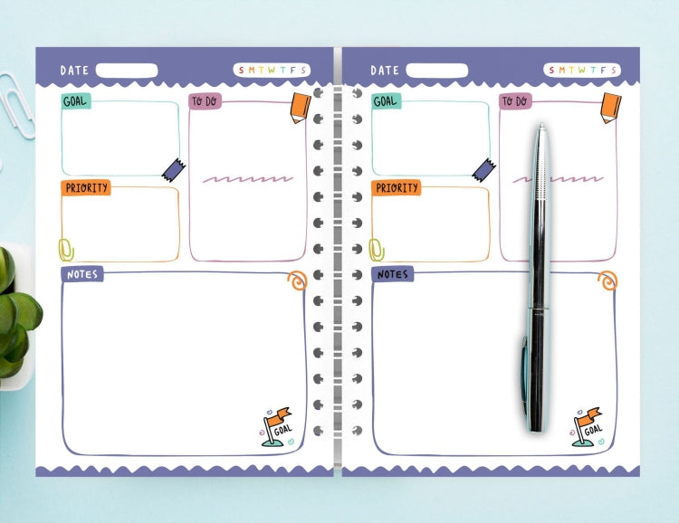 A5 Self-filling Undated Coil Planner Planning Notes Schedule(Purple)-Reluova