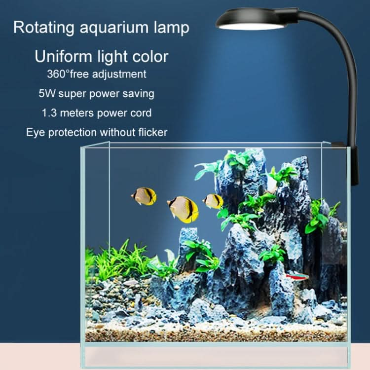 5W Fish Tank LED Clip Light USB Plug Lighting Aquarium Translucent Aquatic Plants Lamp(White)-Reluova