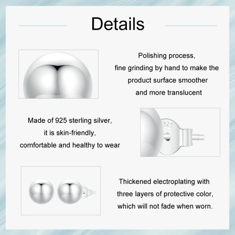 S925 Sterling Silver Platinum Plated Spherical Women Earrings My Store