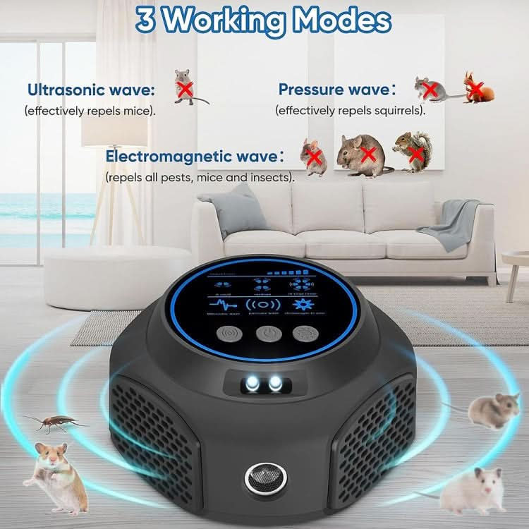 219 Intelligent Ultrasonic Multi-dimensional Frequency Conversion Home Indoor Mouse Repeller(Black)-Reluova