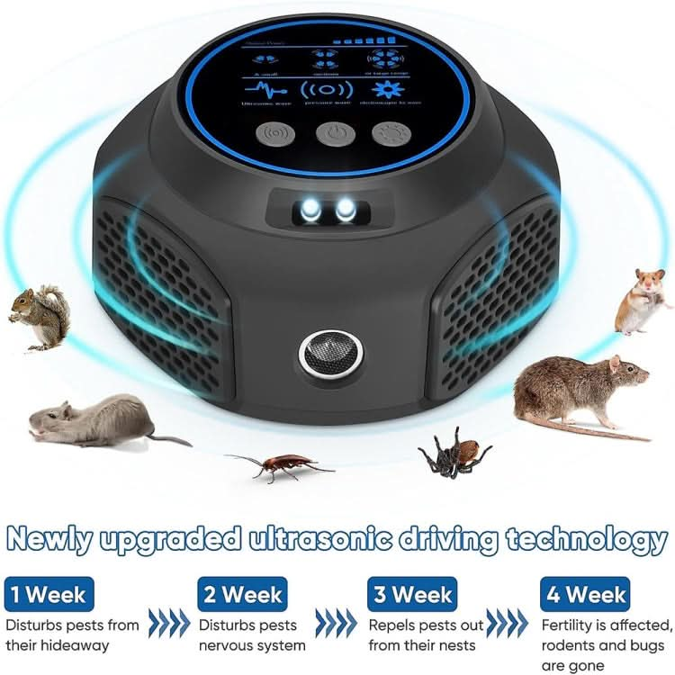 219 Intelligent Ultrasonic Multi-dimensional Frequency Conversion Home Indoor Mouse Repeller(Black)-Reluova