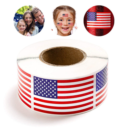 250pcs /Roll  1.22 x 2 Inch American Flag Sticker Self-adhesive Decorative Sticker(Colorful)-Reluova