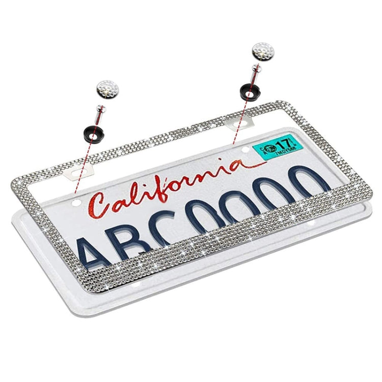 US Standard Stainless Steel License Plate Modified Frame With Diamonds