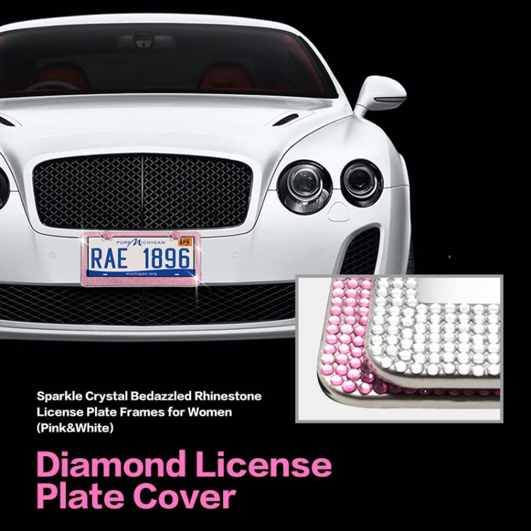 US Standard Stainless Steel License Plate Modified Frame With Diamonds