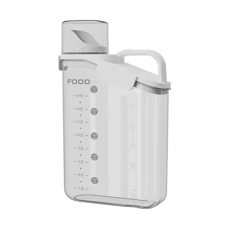 2800ml Plastic Sealed Grains Container Dry Food Storage Bin with Measuring Cup Pouring Spout(White)-Reluova