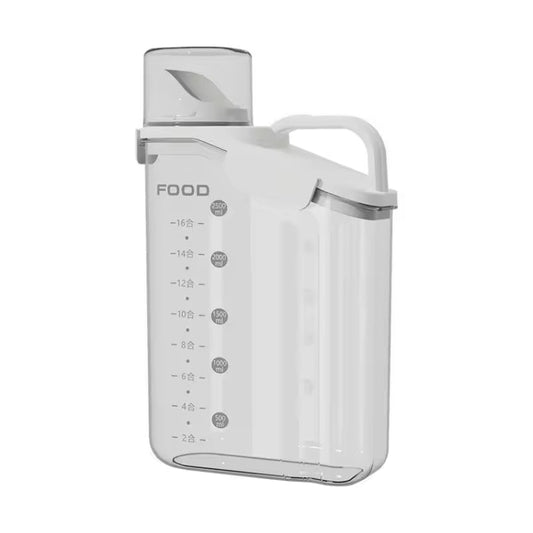 2800ml Plastic Sealed Grains Container Dry Food Storage Bin with Measuring Cup Pouring Spout(White)-Reluova