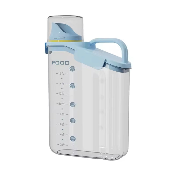 2800ml Plastic Sealed Grains Container Dry Food Storage Bin with Measuring Cup Pouring Spout(Blue)-Reluova