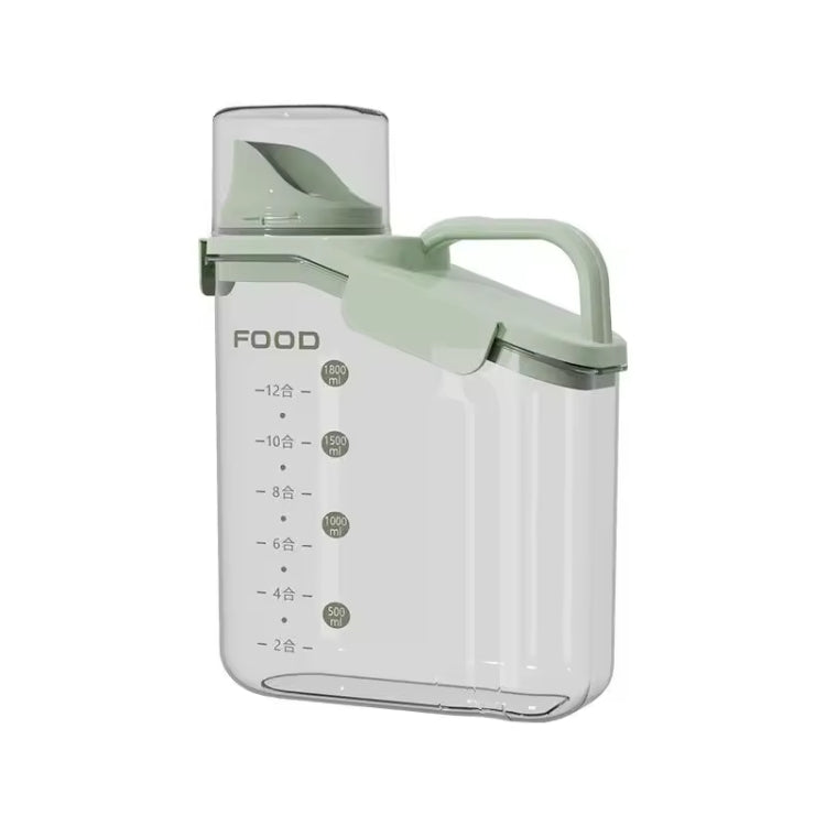 1600ml Plastic Sealed Grains Container Dry Food Storage Bin with Measuring Cup Pouring Spout(Green)-Reluova