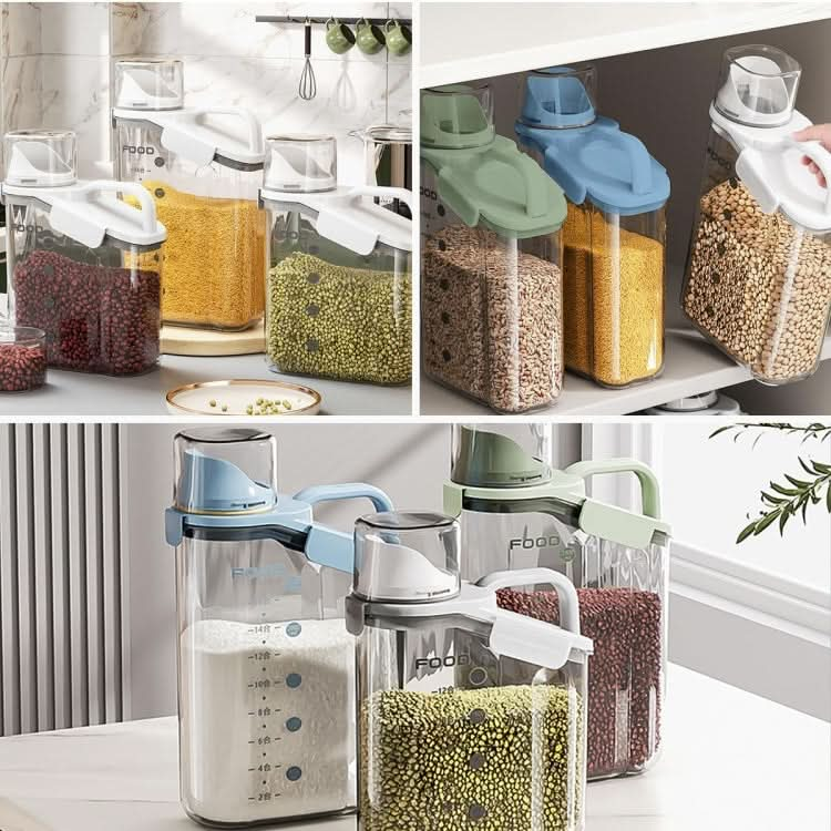 Plastic Sealed Grains Container Dry Food Storage Bin with Measuring Cup Pouring Spout Reluova