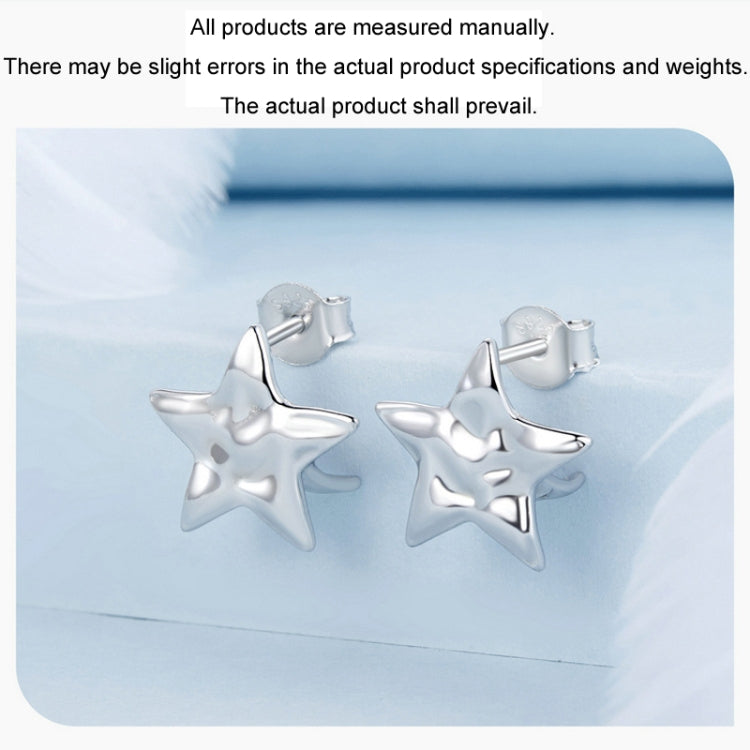 S925 Sterling Silver Pleated Texture Five-pointed Star Women Earrings My Store