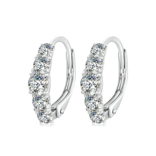 S925 Sterling Silver Platinum Plated Moissanite Women Earrings My Store