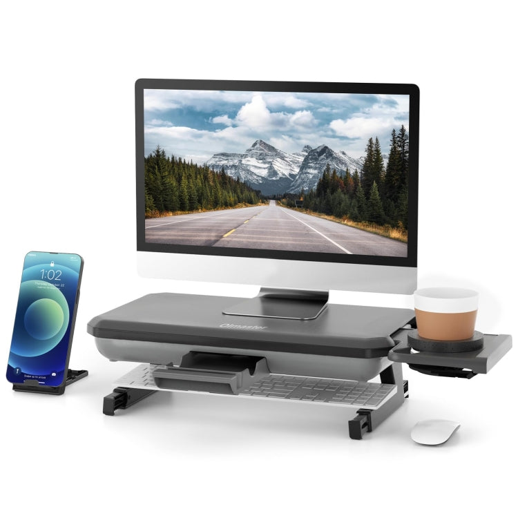 Oimaster Monitor Stand Riser Adjustable Height Laptop Bracket With Storage Drawer My Store