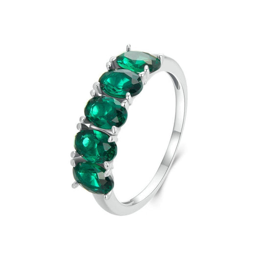 S925 Sterling Silver Luxury Alphabet Green Zirconia Women Ring My Store