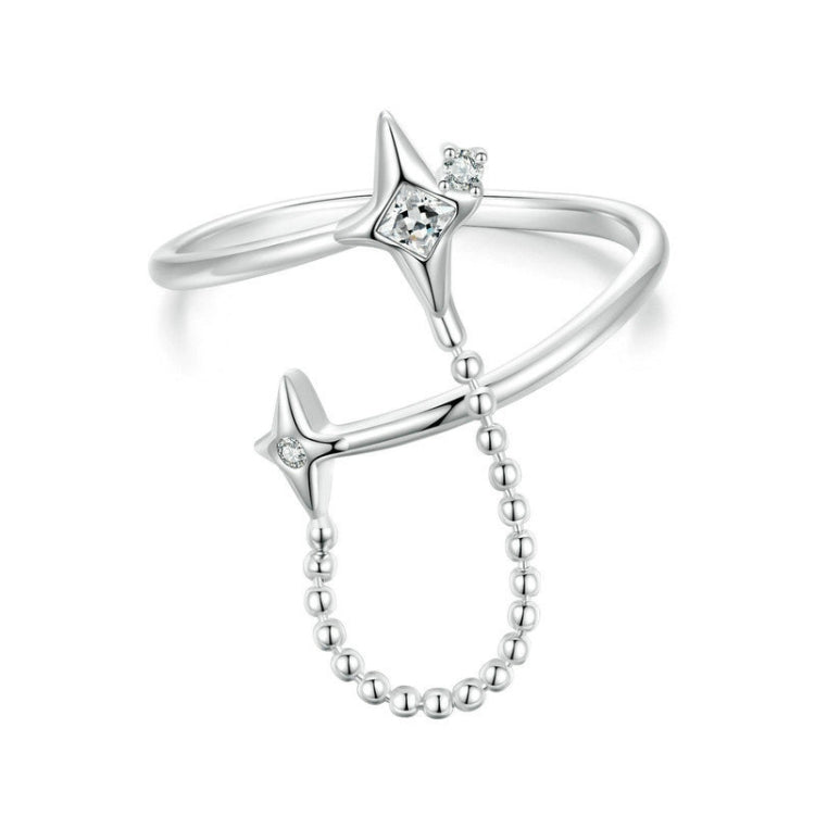 S925 Platinum-plated Sterling Silver Star Tassel Open Adjustable Ring My Store