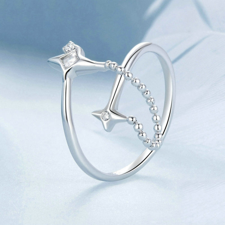 S925 Platinum-plated Sterling Silver Star Tassel Open Adjustable Ring My Store