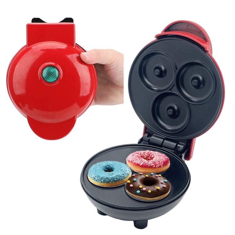 350W Mini Donut Maker Machine Can Make 3 Doughnuts 220V EU Plug(Red)-Reluova