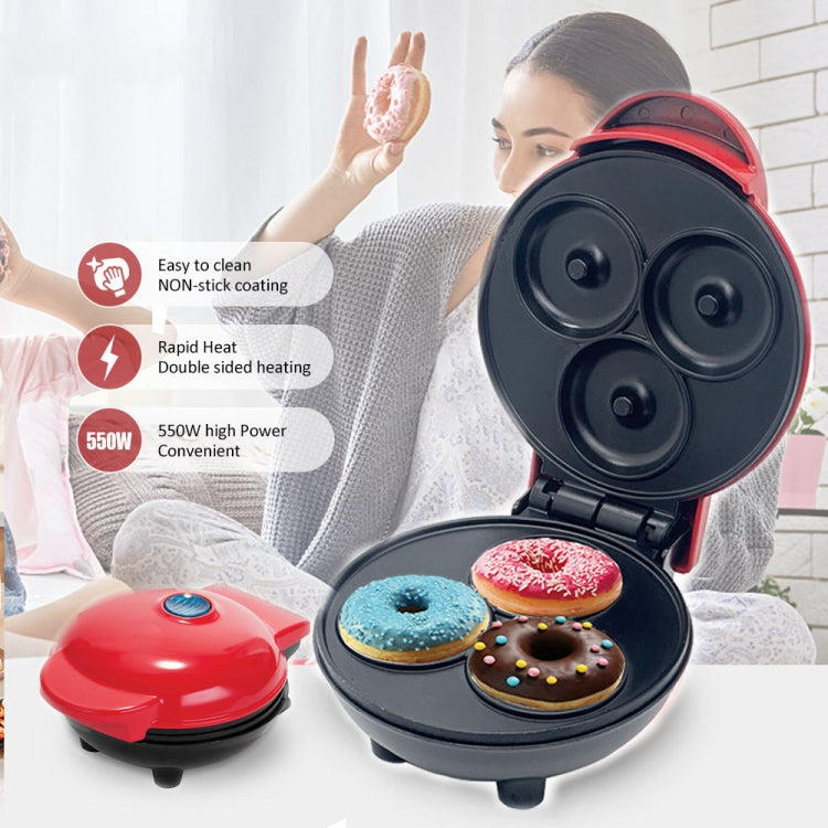 350W Mini Donut Maker Machine Can Make 3 Doughnuts  110V US Plug(Red)-Reluova