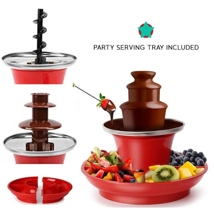 35W  3 Tier Chocolate Fountain  Mini Fondue Set with Hot Melting Pot Base-Reluova