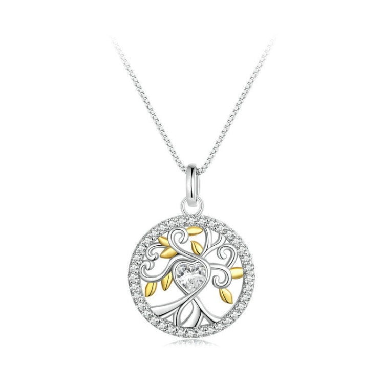 S925 Sterling Silver Zircon Gold Plated Tree Of Life Necklace