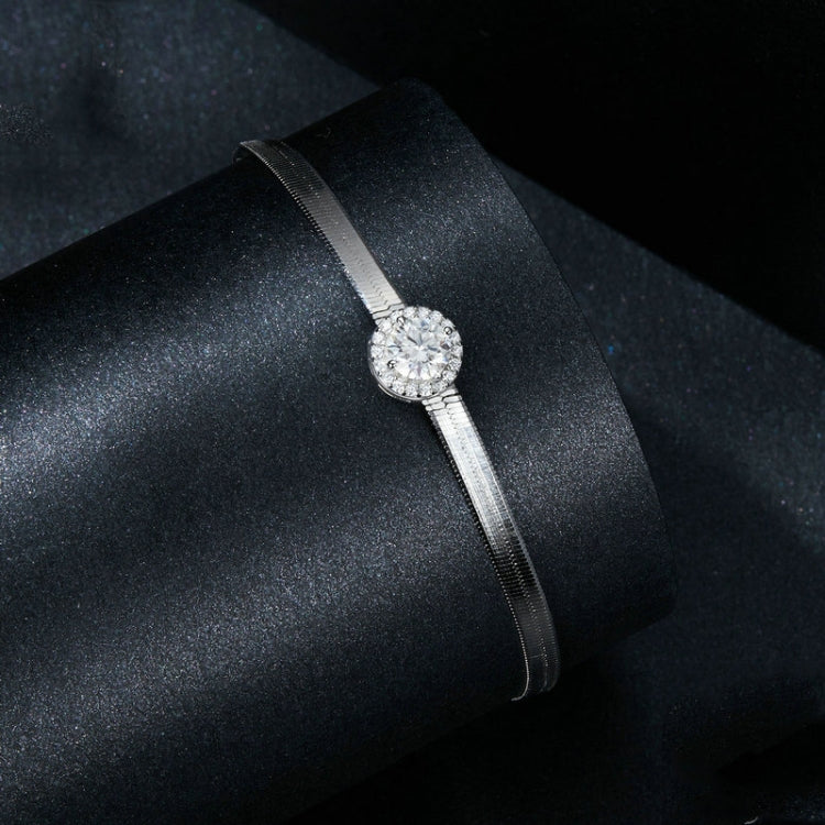 S925 Sterling Silver Platinum Plated Snake Bone Moissanite Bracelet My Store