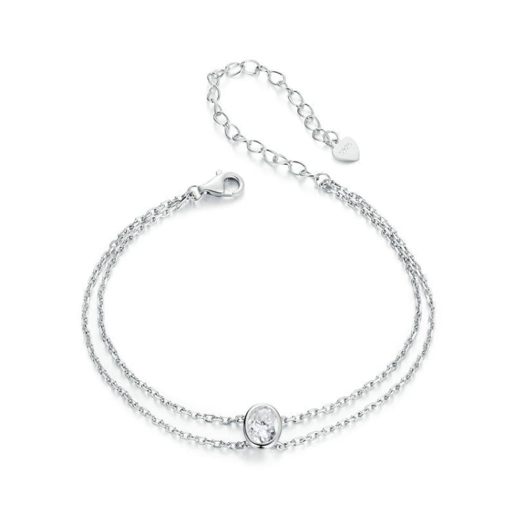 S925 Sterling Silver Platinum Plated Moissanite Double Layer Bracelet My Store