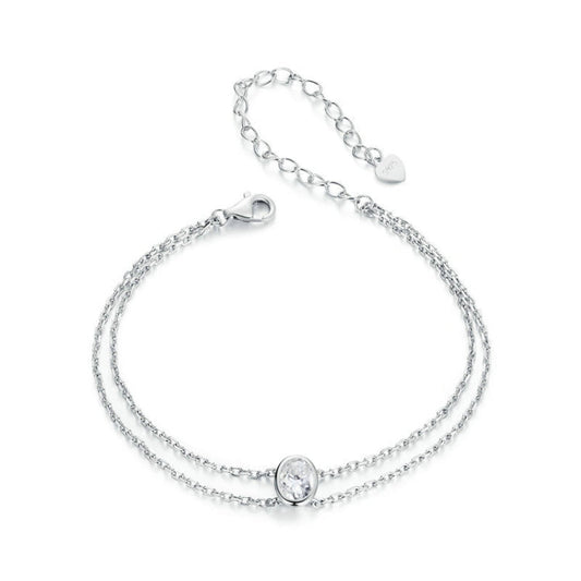 S925 Sterling Silver Platinum Plated Moissanite Double Layer Bracelet My Store