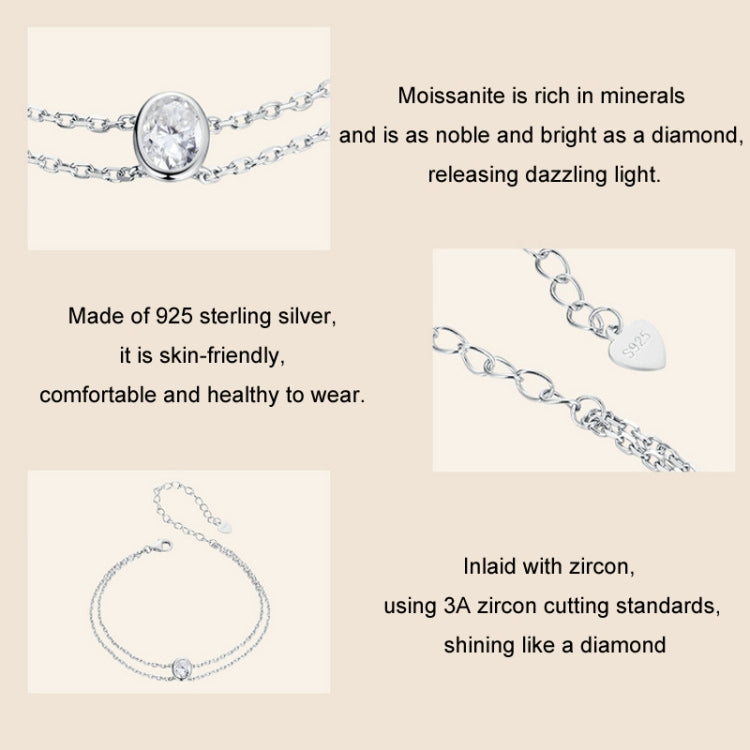 S925 Sterling Silver Platinum Plated Moissanite Double Layer Bracelet My Store