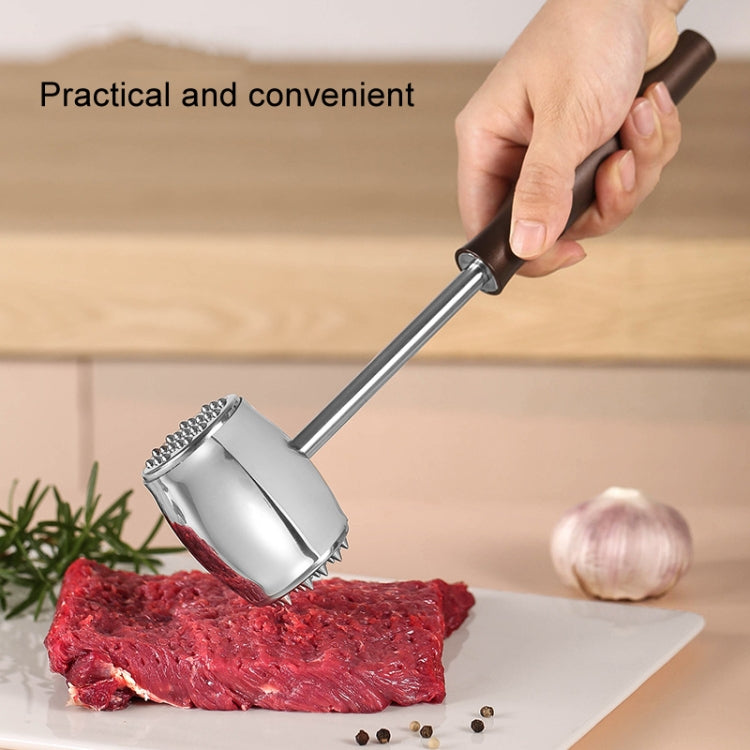 304 Stainless Steel Beef Hammer Thickened Solid Knocker Kitchen Double Sided Meat Looser, Handle: Rosewood-Reluova