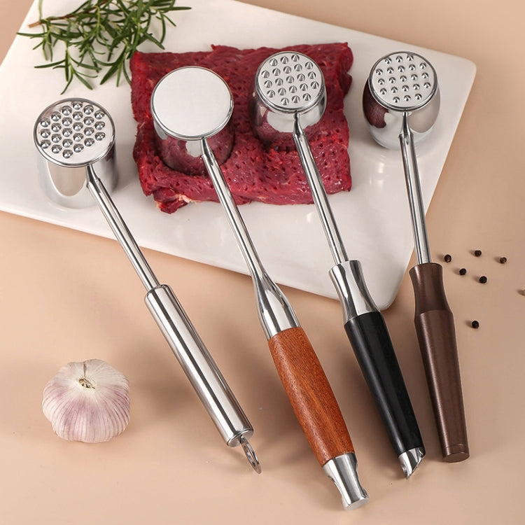 304 Stainless Steel Beef Hammer Thickened Solid Knocker Kitchen Double Sided Meat Looser, Handle: Rosewood-Reluova