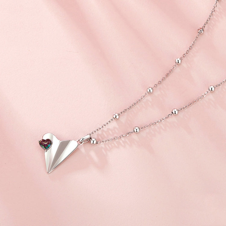 S925 Sterling Silver Paper Airplane Necklace Valentine Day Platinum-plated Jewelry My Store