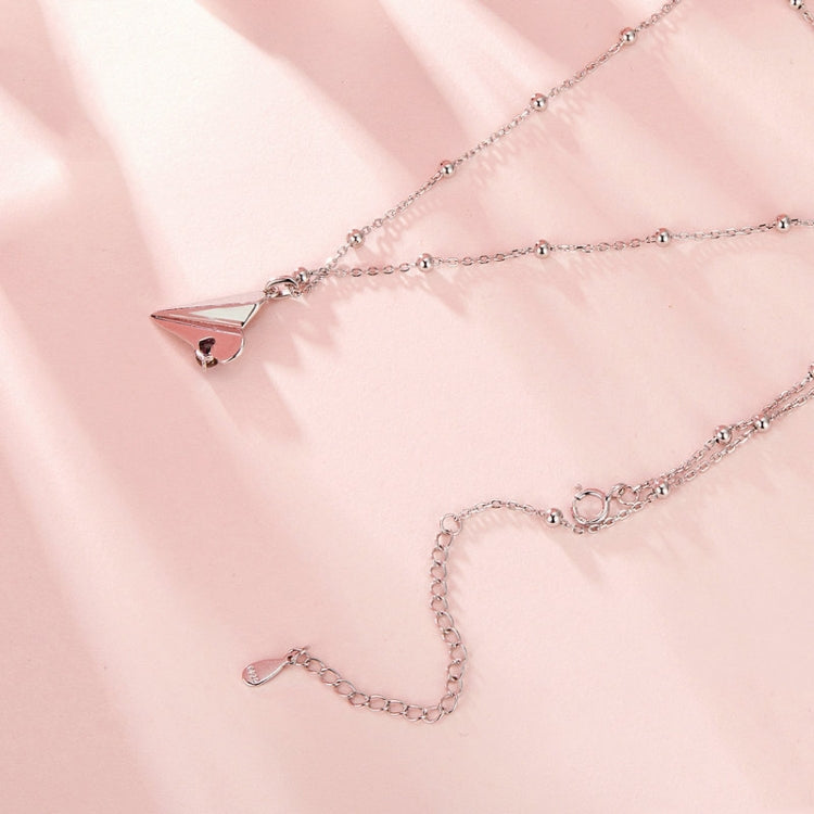 S925 Sterling Silver Paper Airplane Necklace Valentine Day Platinum-plated Jewelry My Store